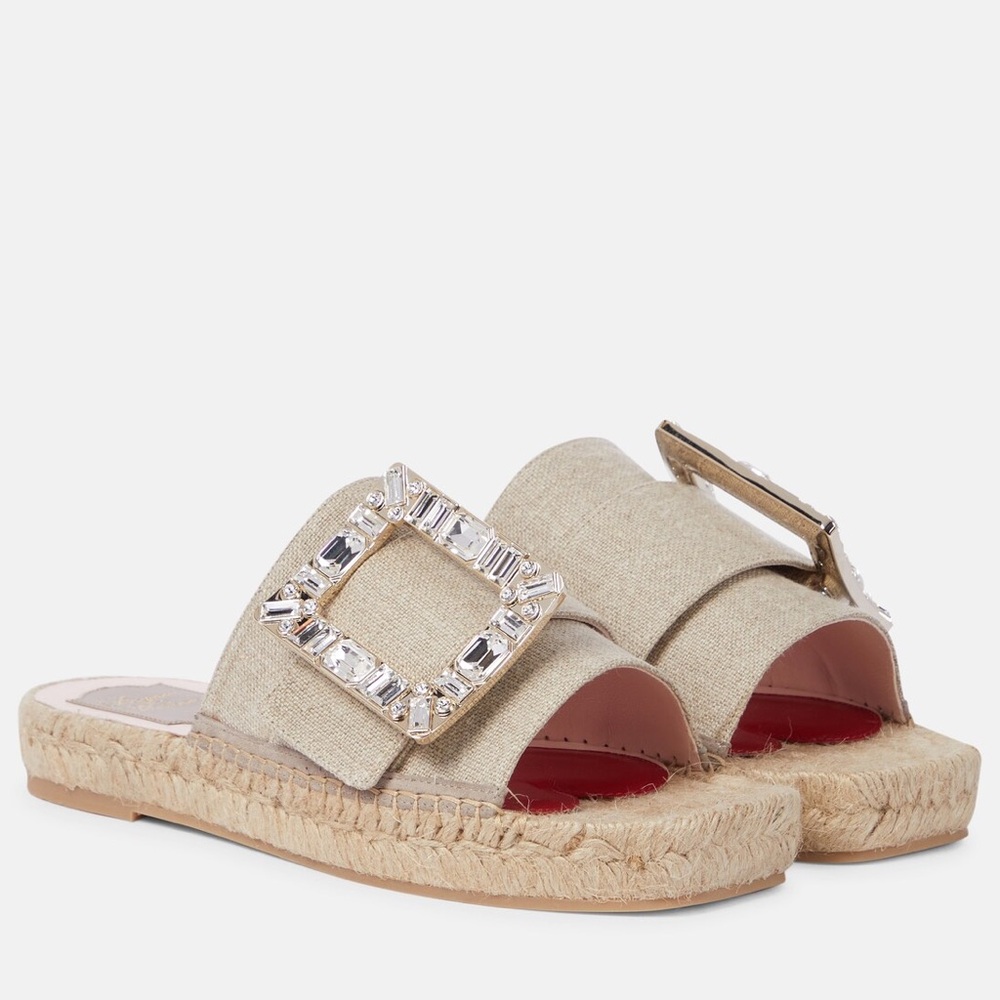 Roger Vivier Crystal Embellished Espadrille Sandals